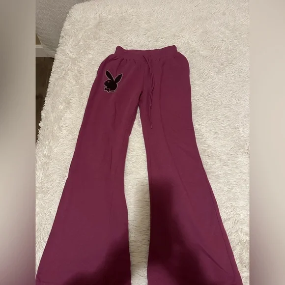 Flare Pants Playboy Joggers Black And Pink NAMILIA J'adore Velour